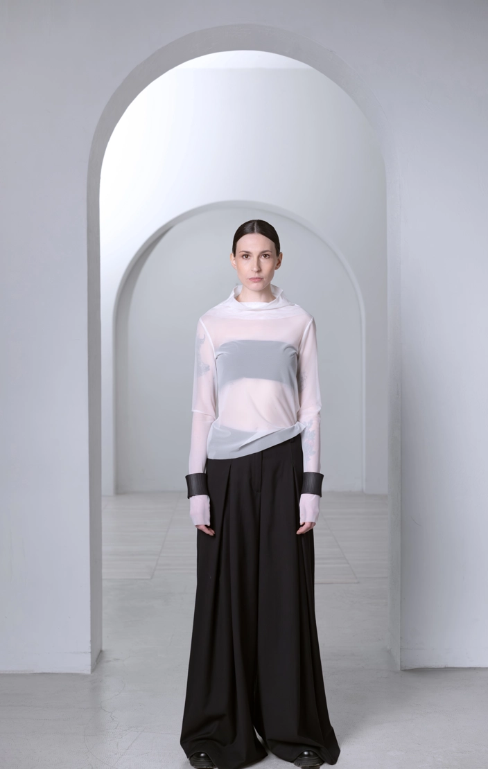 Лонгслив сетка белая