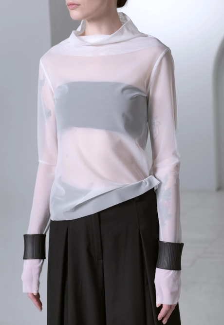 Лонгслив сетка белая - фото 4